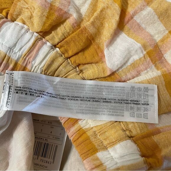 MNG by Mango Yellow Plaid Cotton Cropped Peasant Top Sz-S NWT! - Picture 8 of 9